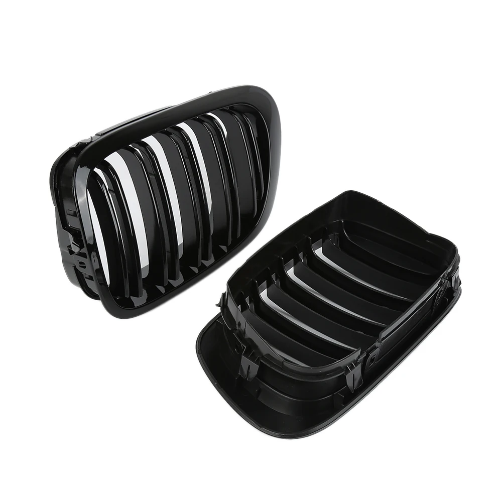 Liplasting 2 шт. глянцевый черный Автомобильный передний бампер Гриль двойная решетка