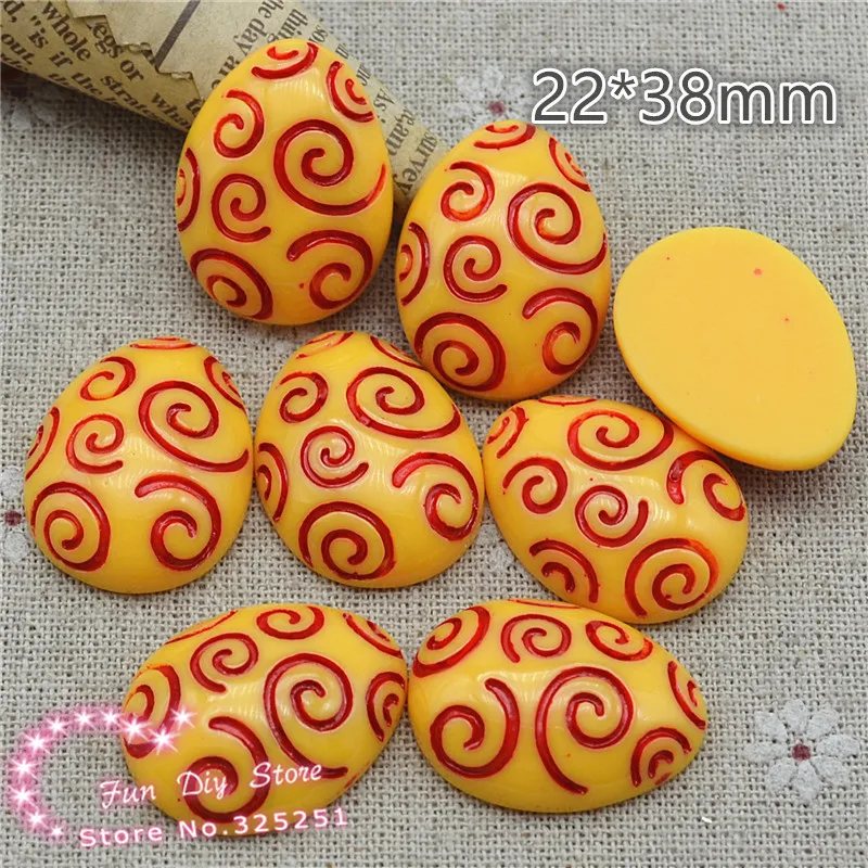 

yellow Easter Day egg 10pcs/lot 22*38mm Flat back decoration free shipping R816