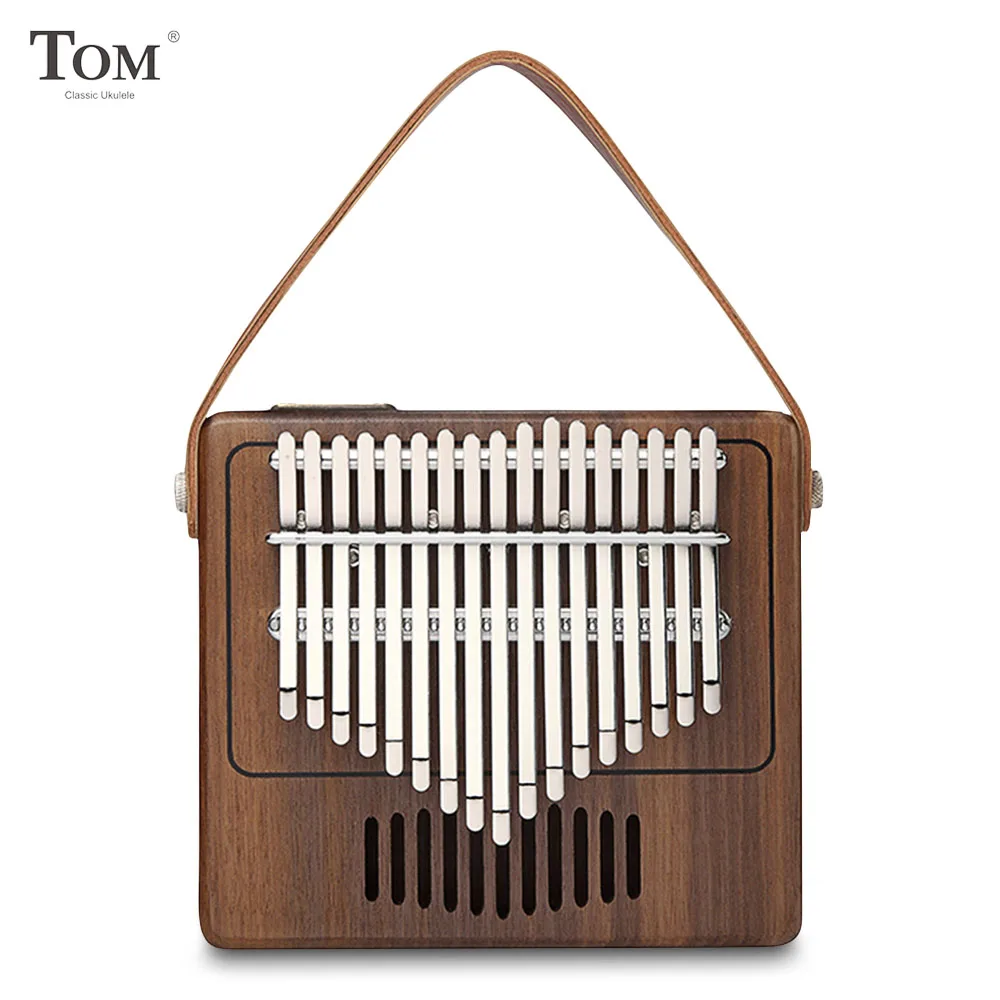 Tk-r1 17-Key Kalimba большой палец пианино орехового дерева музыкальный инструмент Специальный винтажный радио форма Волшебная Музыкальная шкатулка с кожаным ремешком - Цвет: Coffee