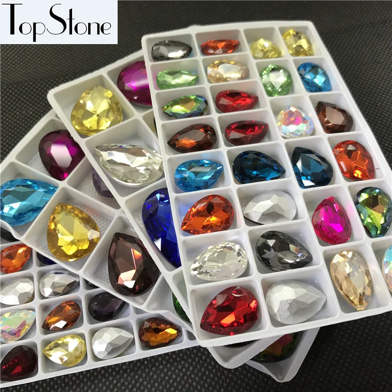 Смешанные цвета каплевидные камушки стеклянные капли с острым основанием