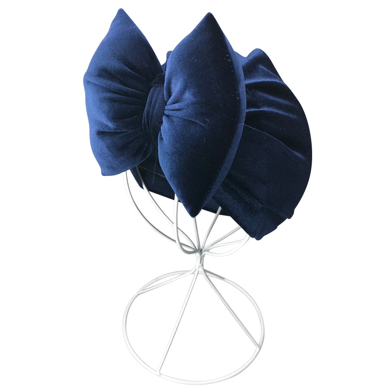 Baby Girl Hat Turbans Velvet With Big Bowknot/ Winter Hats For Girls Kids / Newborn Bowknot Beanie Turban Cap for |