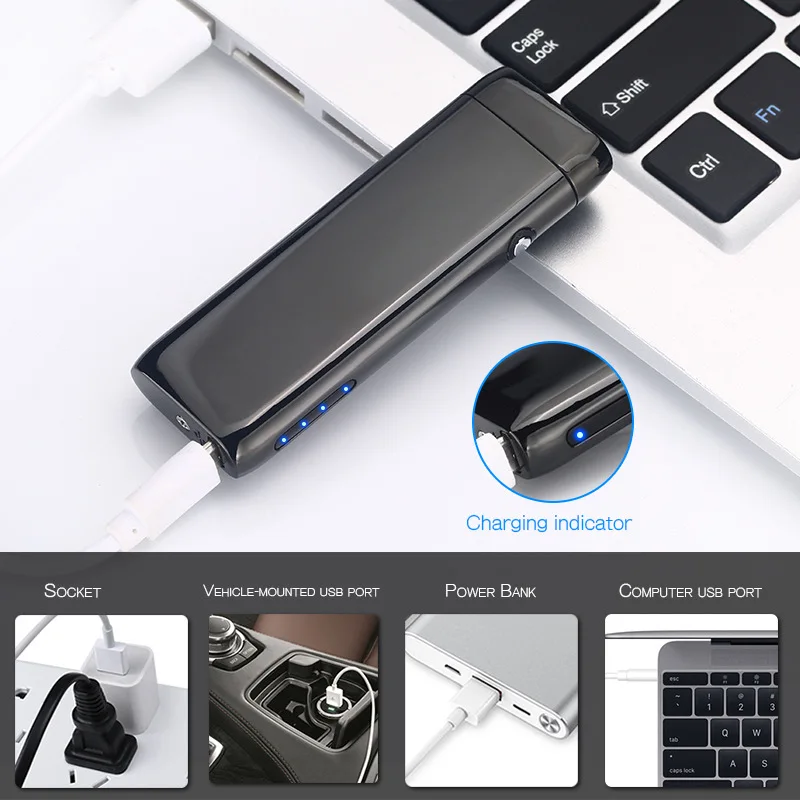 Металлическая USB Электронная зажигалка портативная ветрозащитная электронные
