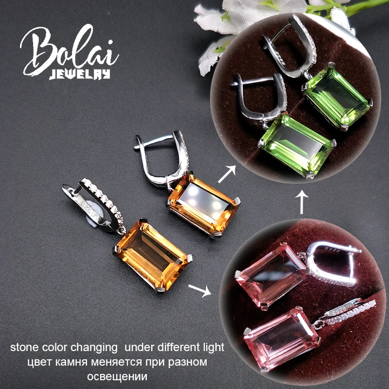 Bolai, 14x10 мм, меняющие цвет, сережки из сультанита, висячие серьги из стерлингового серебра 925 пробы, серьги с нано-диаспорой и драгоценными камнями для женщин, для свадебной вечеринки