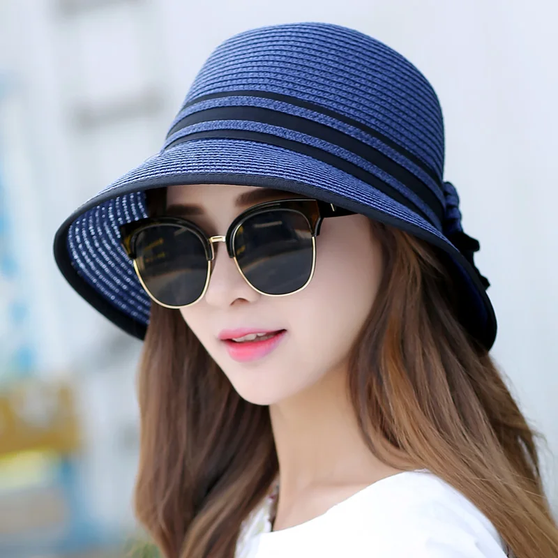 Style4 Muchique канотье шляпы для женщин Летняя соломенная шляпа от солнца с широкими полями пляжные шляпы для девушек уличная дорожная соломенная кепка Повседневная шляпа с бантом B-7847 - Цвет: Style4