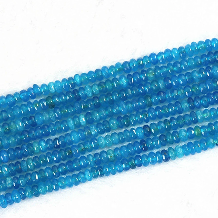 Модные синие Бусины из натурального камня халцедона нефрита граненые бусины 2x4