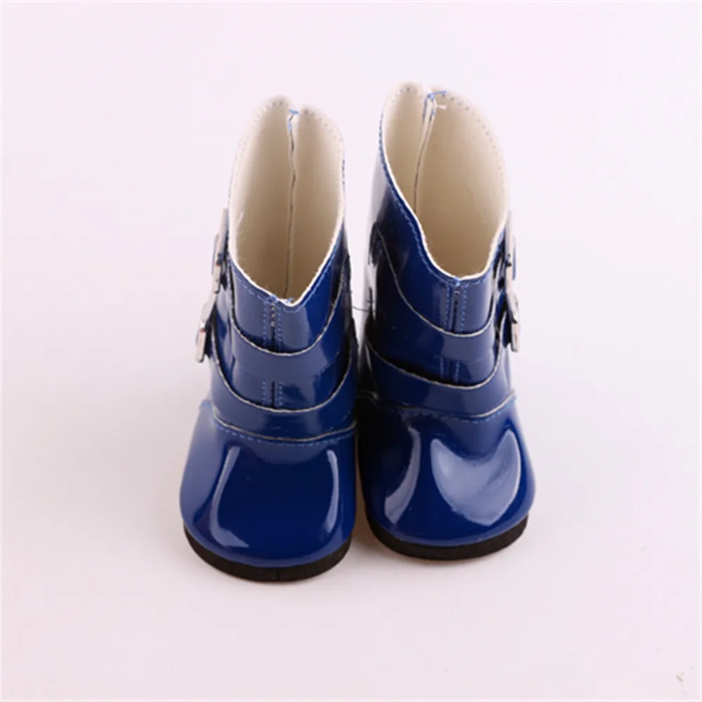 blue doll boots 18 обувь для маленькой куклы американская и BJD девочка детская игрушка Яркие Кожаные Сапоги красочная обувь 7 см для 43 см кукла аксессуары кукла обувь - Цвет: blue doll boots