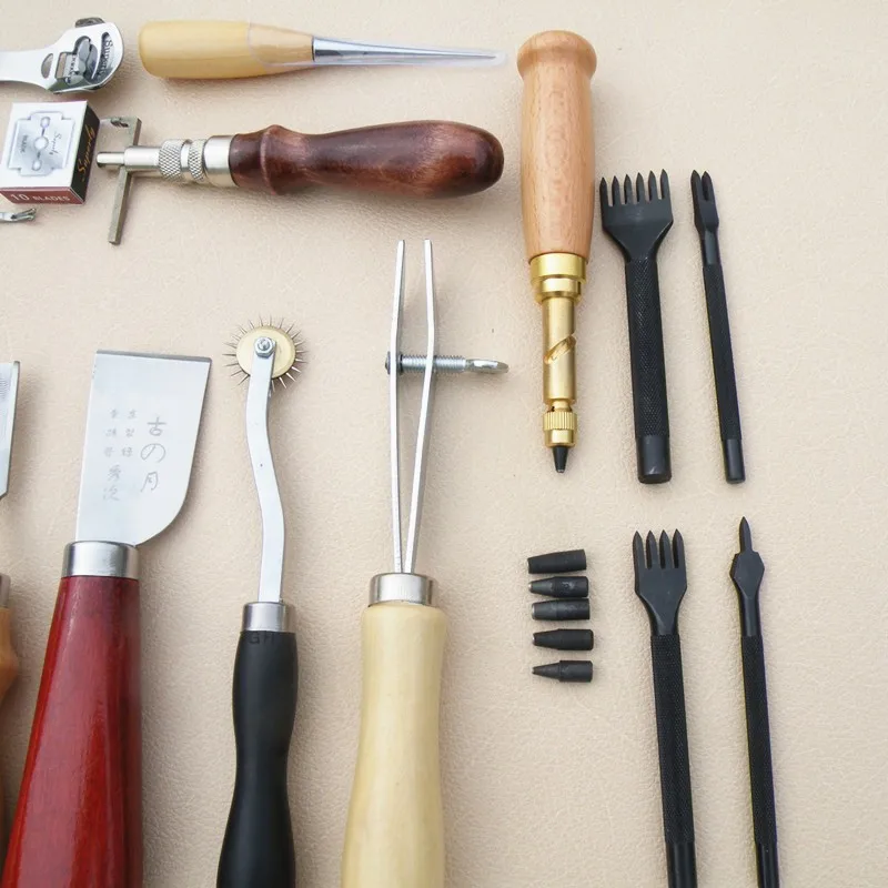 18 шт. набор инструментов для шитья кожи ручной работы ручной набор для шитья