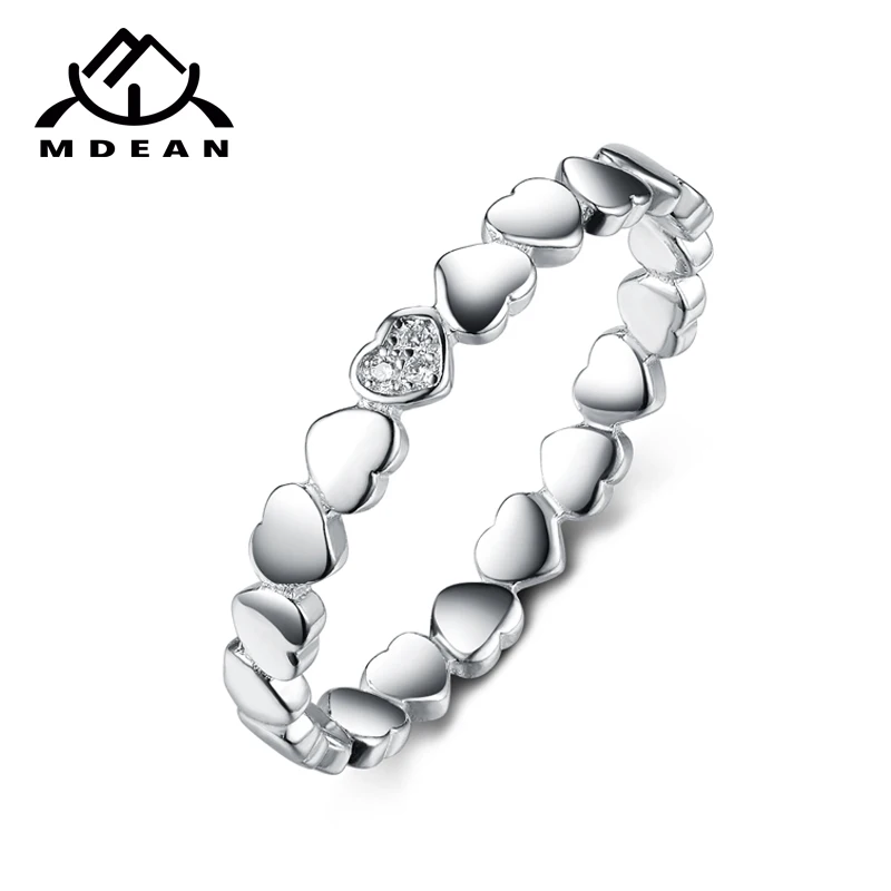 MDEAN высокое качество белое золото цвет сердца кольца для женщин прозрачный AAA