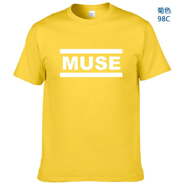 Yellow-W Muse футболки мужские muse футболки летние с коротким рукавом хлопковые футболки топы рок группа футболки - Цвет: Yellow-W