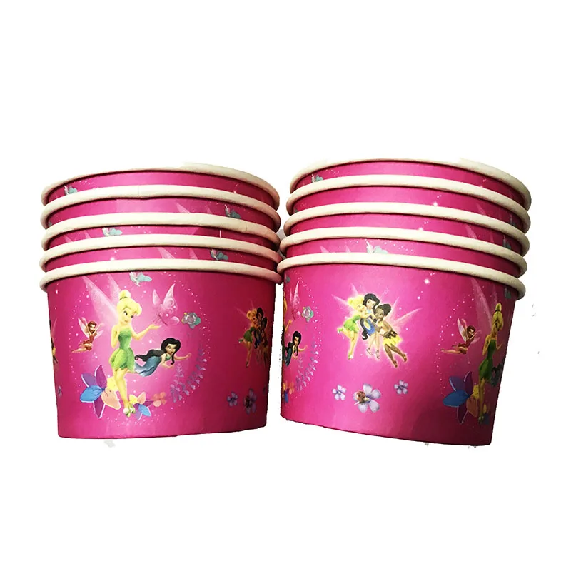 100 шт./лот TinkerBell тема чашки мороженого ребенок душ принадлежности для вечеринок