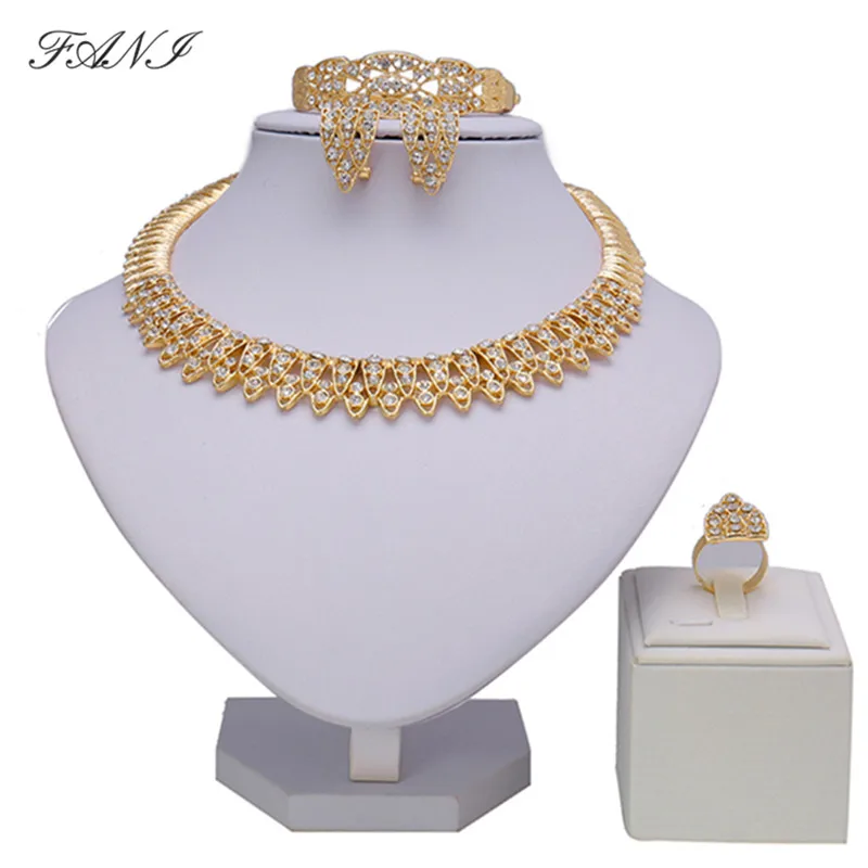 Fani Top изысканный золотой комплект ювелирных изделий в дубайском стиле брендовый