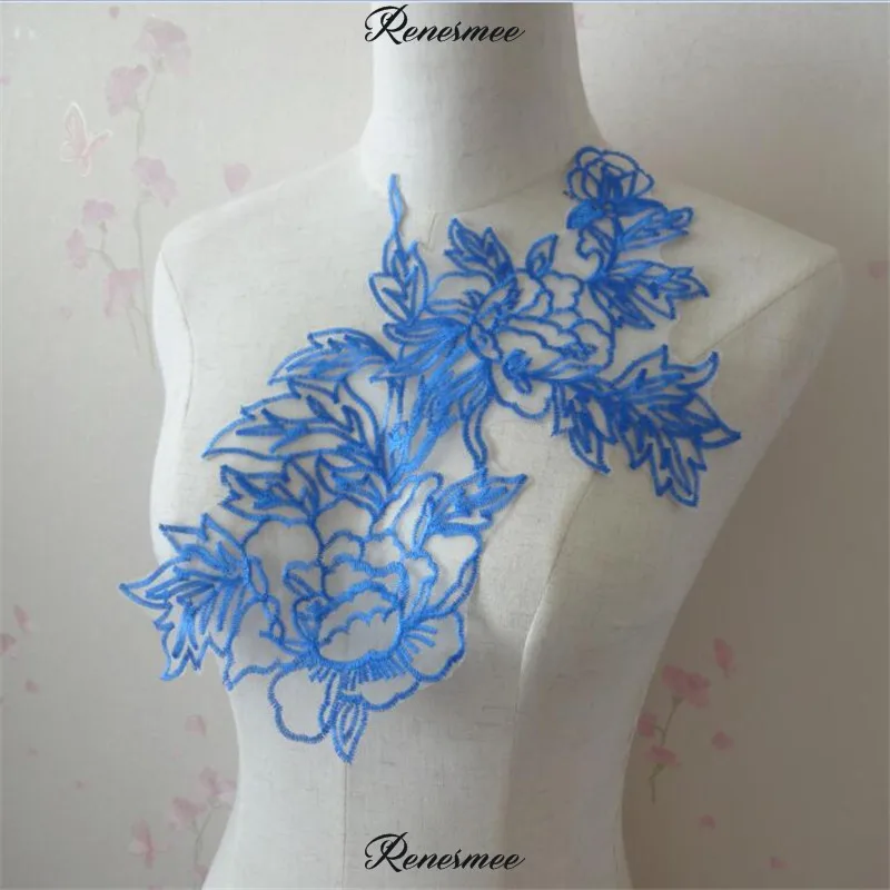 1 пара/2 шт. синий/Аппликация Из Красного кружева воротник Аппликации кружевная