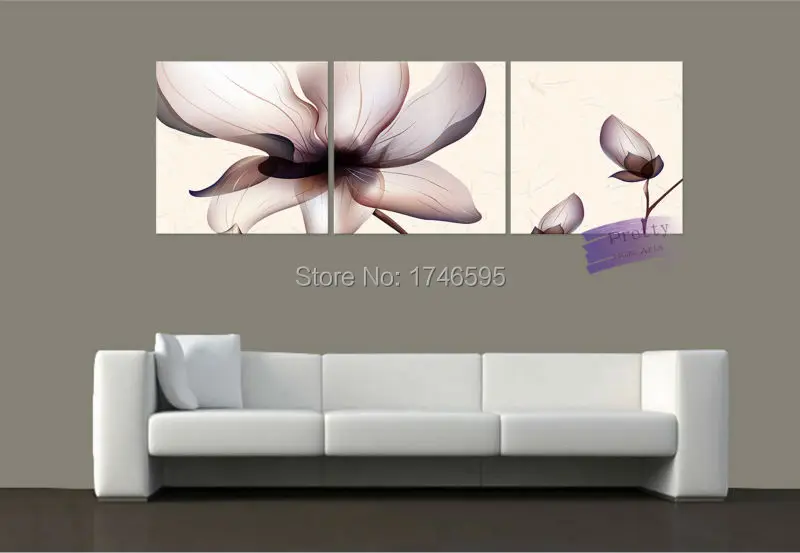 3pcs Big size modern Abstract home decorative Wall Art Picture Canvas prints dark purple flower printed Painting on | Дом и сад