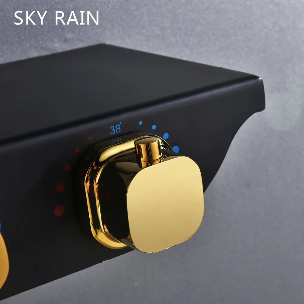 SKY RAIN античный ABS пластик 304 SUS термостатическая Золотая душевая лейка