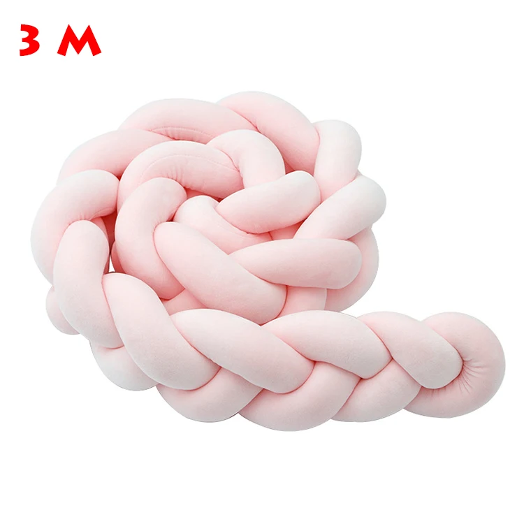 3 M Pink 1 шт., 1 м/2 м/3M, бампер для новорожденной кроватки, бампер с узлом для новорожденной кровати, длинная плетеная Подушка с узлом, детская кроватка, декор для детской комнаты - Цвет: 3 M Pink