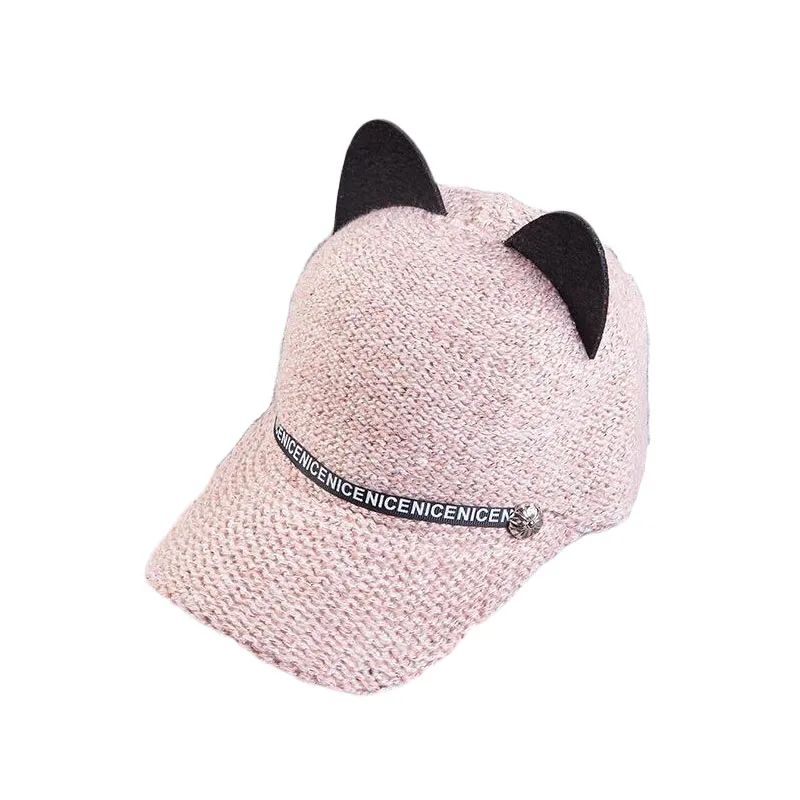 Новинка 2019 женские зимние кепки бейсболка с милыми кошачьими ушками Модная