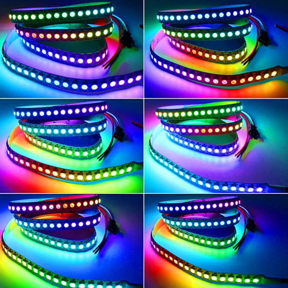 Светодиодная лента IP30 IP65 IP67 DC5V WS2812B Smart IC RGB 5050 цветной телевизор 1 м 5 30 60 74 96 144