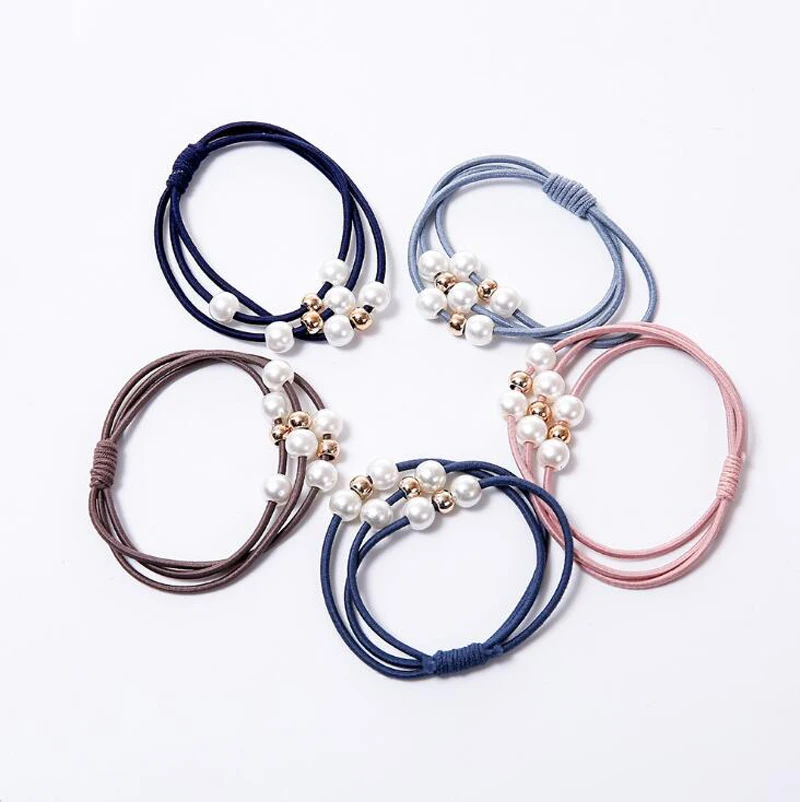4 шт аксессуары для волос жемчуг эластичной резинки кольцо Головные уборы