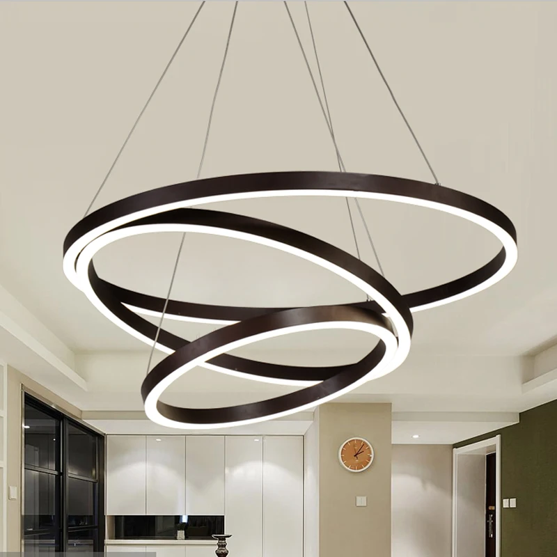 Модные Современные светодиодные люстры 40 см 100 кольца для гостиной столовой