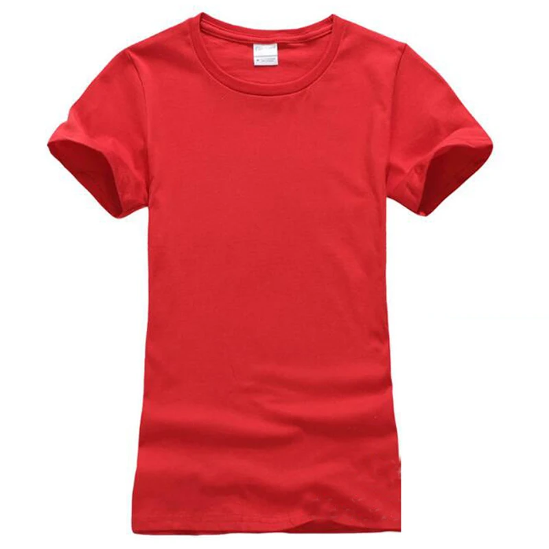 Футболка женская модная однотонная из 100% хлопка с коротким рукавом футболки