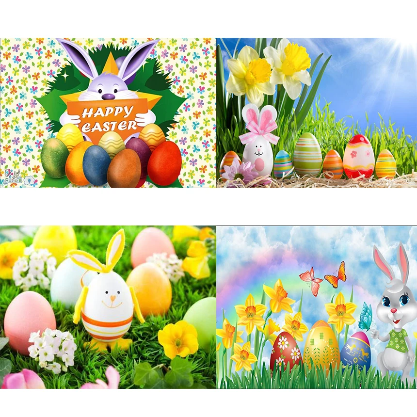 Daimond Painting 5D Full Square/ Round &quotRabbit and color egg Cartoon&quot Diamond Rhinestone Crystal Cross Stitch Mosaic | Дом и сад