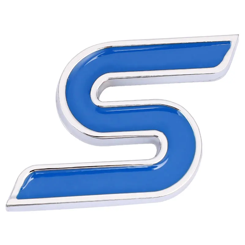 Blue Car Stickers 3D Металлическая S Передняя решетка хромированная эмблема бейдж наклейки для автомобиля наклейки для Ford Focus Fiesta Ecosport Kuga Mondeo Everest стайлинга автомобилей - Название цвета: Blue Car Stickers