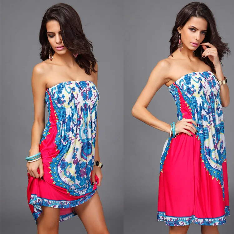 Женская летняя обувь cool платье плюс размер богемского с цветочным рисунком плеча