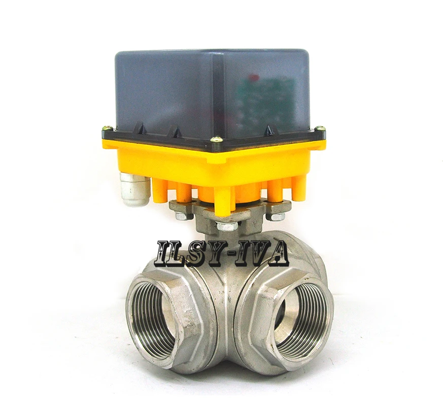 Трехкомпонентный каталитический AC12V/24 V/220 В моторизованный шаровой клапан, DN32 из нержавеющей стали электрический шаровой кран