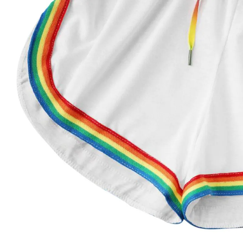 

Rainbow Print Elastic Short High Waist Loose Shorts Casual Stretch Shorts
