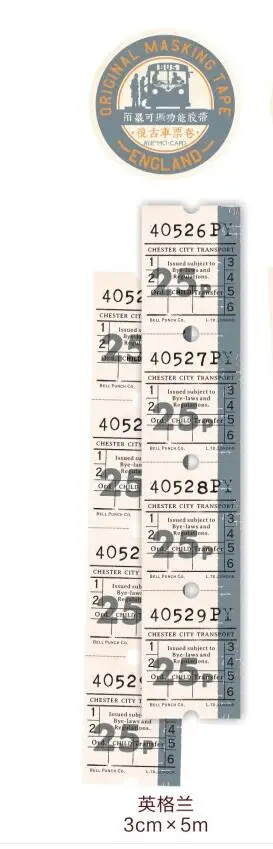 30 мм широкая британская винтажная билетная лента для декорации Washi DIY планировщик для скрапбукинга маскирующая лента с выпуском бумаги - Цвет: see chart