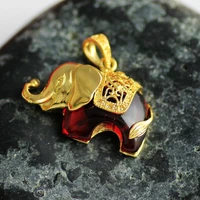 cute animal elephant pendant necklace for women 18k gold good luck red gemstone female mecklace wedding bride jewelry