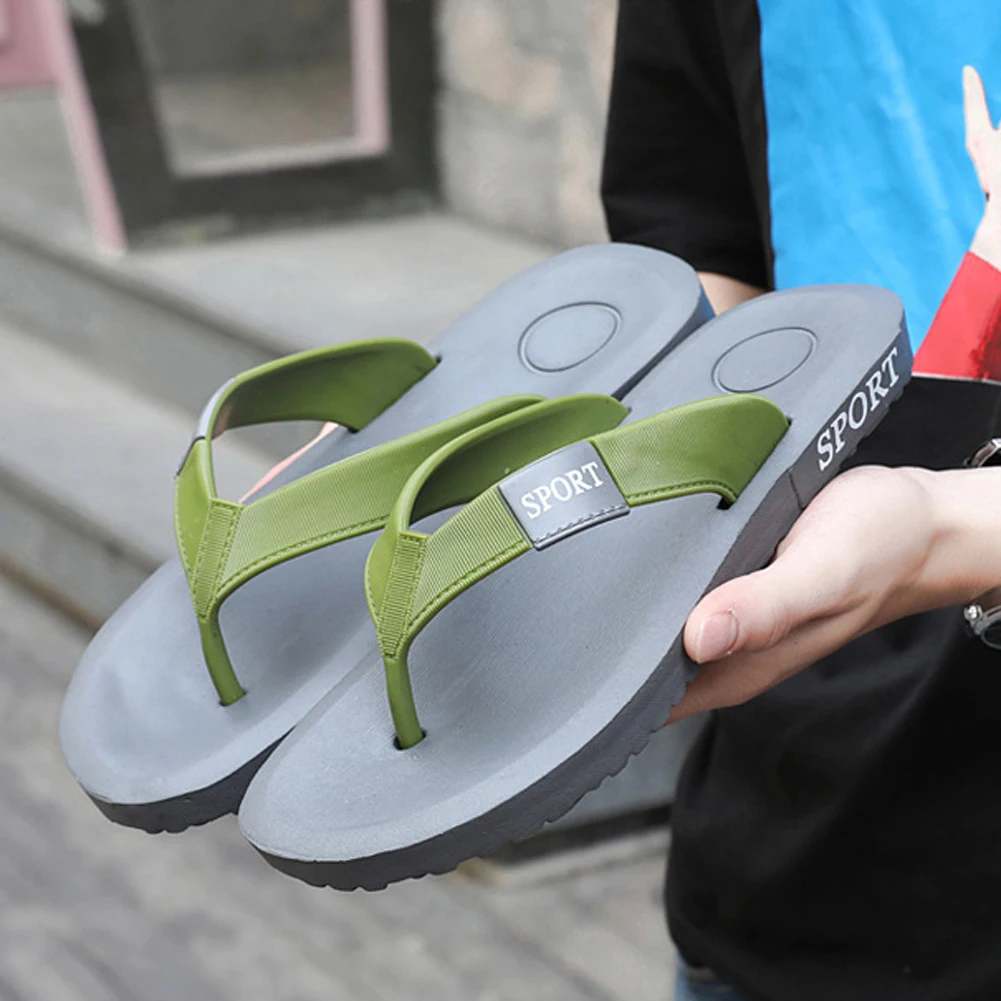 Модные сандалии мужские Нескользящие Вьетнамки с ремешками шлепанцы пляжная