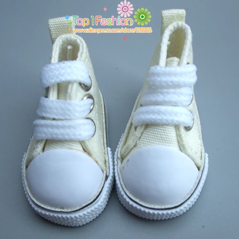 Одна Пара Ассорти Цвет 5 см парусиновая обувь для BJD кукла модная куртка с надписью «Mini игрушка черные с белым кроссовки со шнурками больших Bjd кукла обувь для русская кукла аксессуары - Цвет: Ivory white