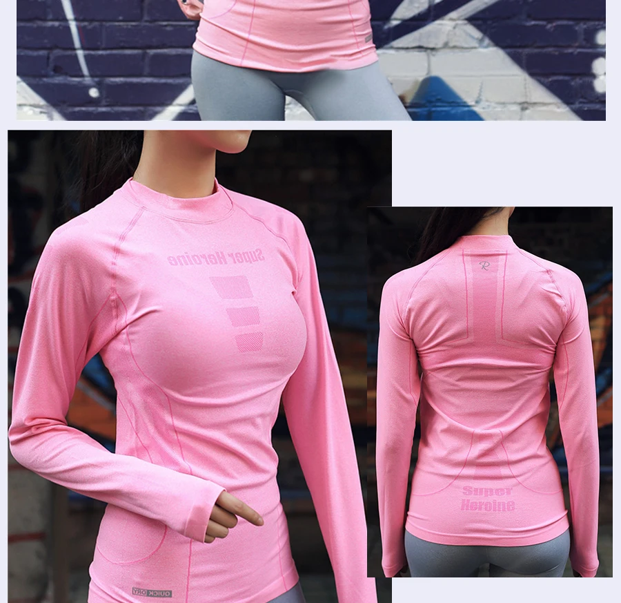 BINAND круглый воротник бесшовные Письмо печати Йога Спортивная рубашка Slim Fit быстросохнущая дышащая эластичная для бега тренировки женщин тренажерный зал Топ