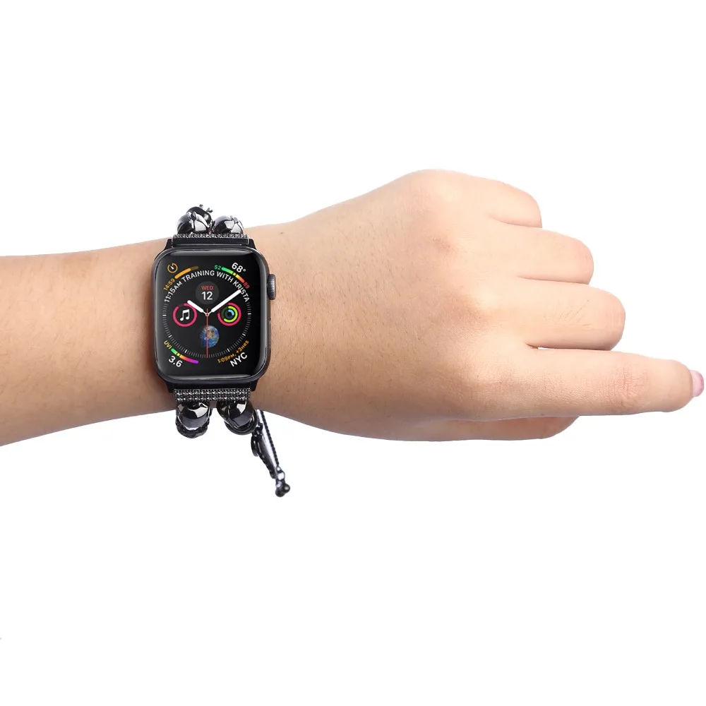 Брендовый ремешок ручной работы для apple watch, серия 1, 2, 3, 4, браслет с драгоценным камнем из агата для iWatch 38 мм, 42 мм, 40 мм, 44 мм, серия 5