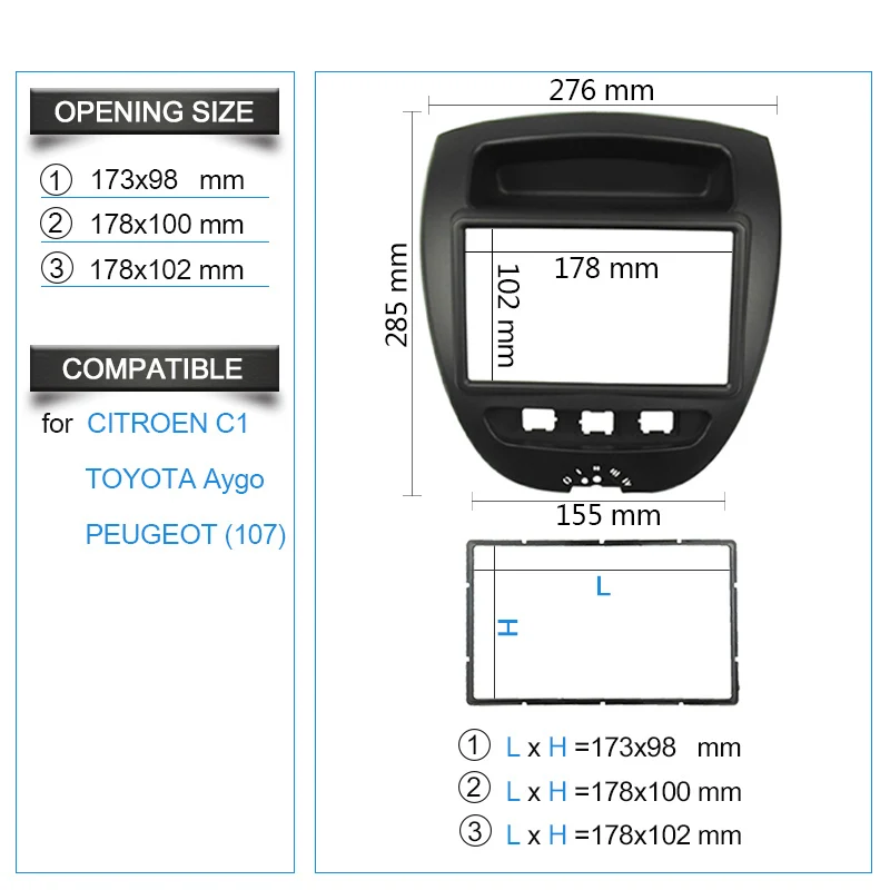 Двойной Din панель для Toyota Aygo Citroen C1 peugeot 107 Радио Переходная DVD стерео Панель тире монтажа InstallationKit рамка