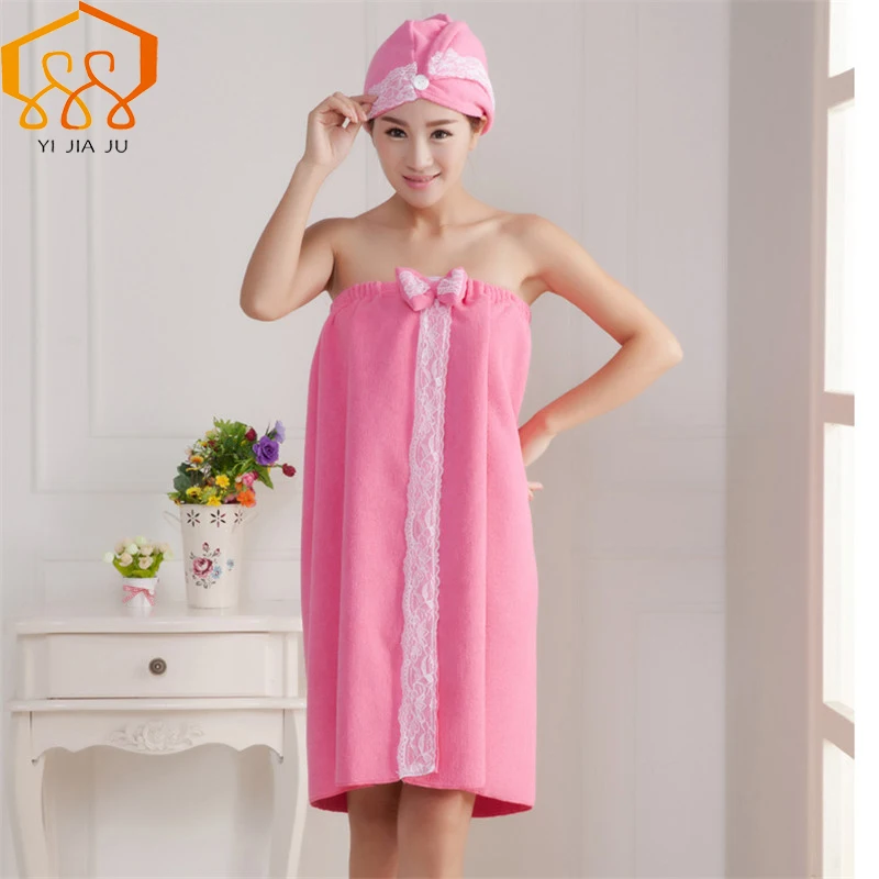 Набор банных полотенец с кружевными краями бюстгальтер из микрофибры бантом