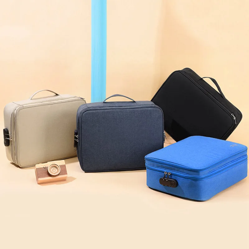 

Portable Waterproof Double Cloth Layer Multi-functional Document Bags Organized Zip Tote Business Briefcases Handbag Accessories