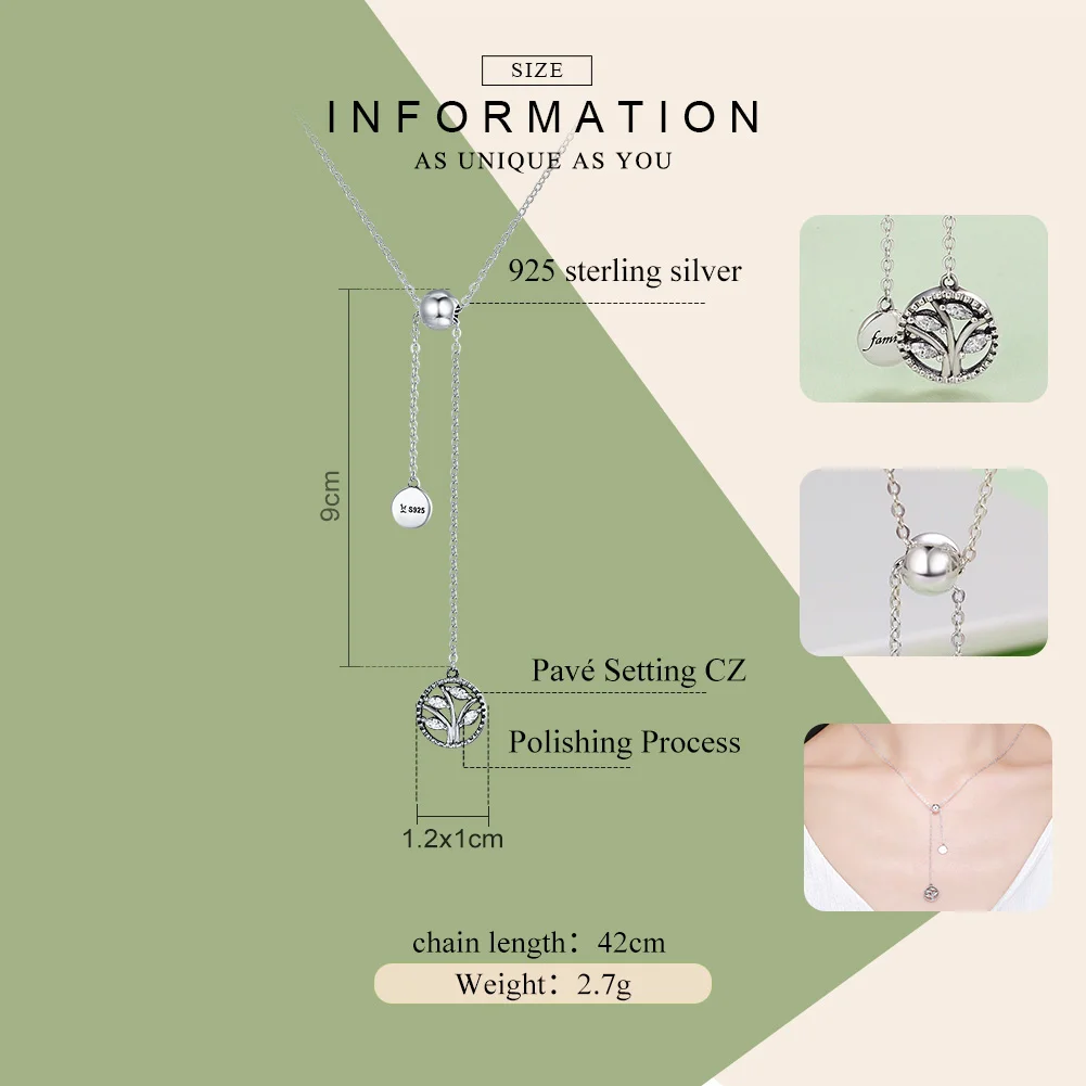 Женское ожерелье из серебра 925 пробы с подвеской в виде семейного дерева|necklaces for