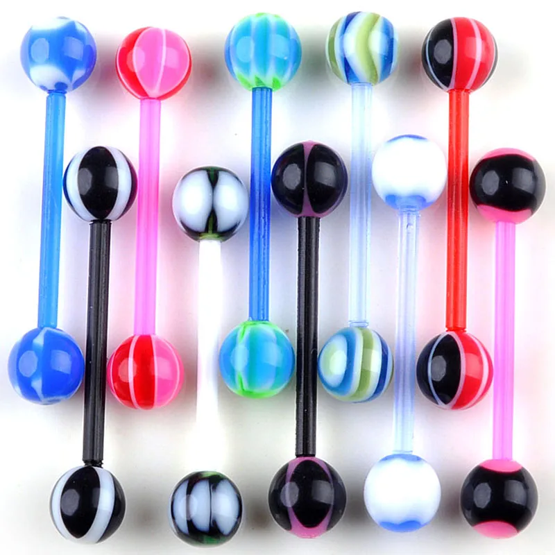 5 шт. разноцветные штанга для языка кольцо тела акриловый барный уха губы язык