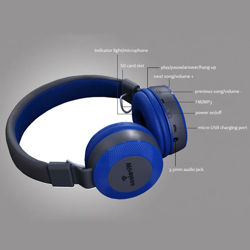 Беспроводные наушники 3 в 1 с поддержкой fm радио и SD карт mp3 плеер Bluetooth гарнитура