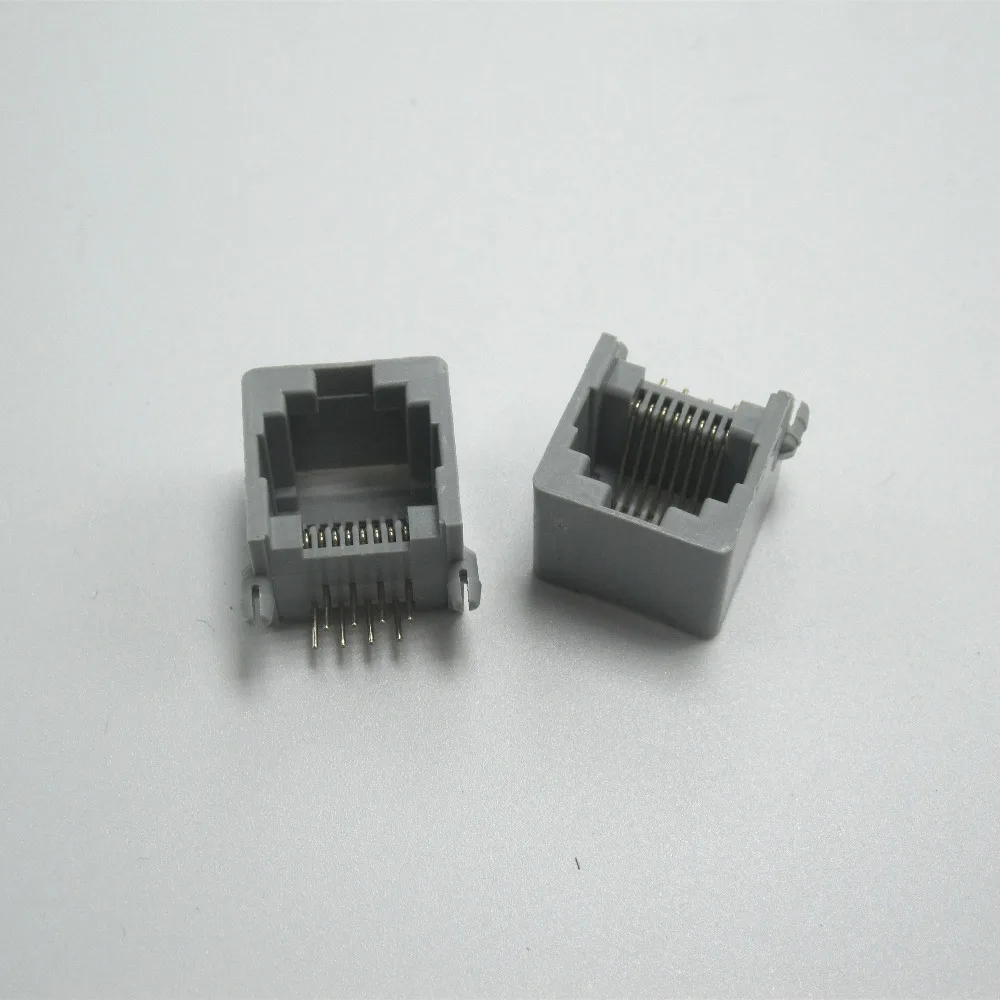 

50pcs Rj45 socket ethernet port crystal head socket 623pcb-8p8c pcb socket grey eco-friendly gold plated needle