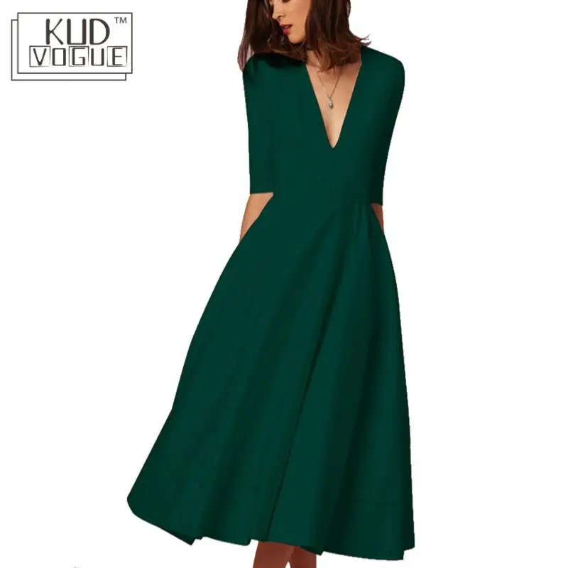 Винтажное осеннее платье для женщин плюс размер сексуальное повседневное