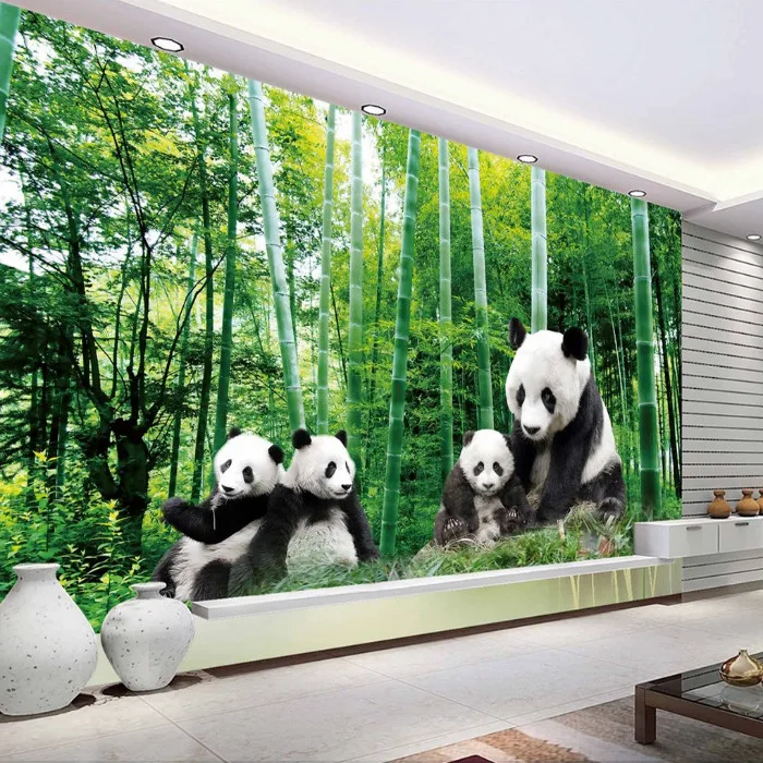 Китайская панда, бамбуковый лес, 3d обои с рисунком в виде животных, фрески для гостиной, задний фон, 3d настенные фотообои, бумажные обои