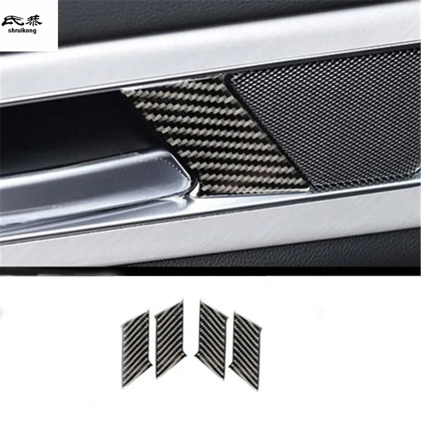 

4pcs/Lot Car Sticker Epoxy Glue Carbon Fiber Grain Interior Door Shake Handshandle Decoration Cover For Jaguar XEL