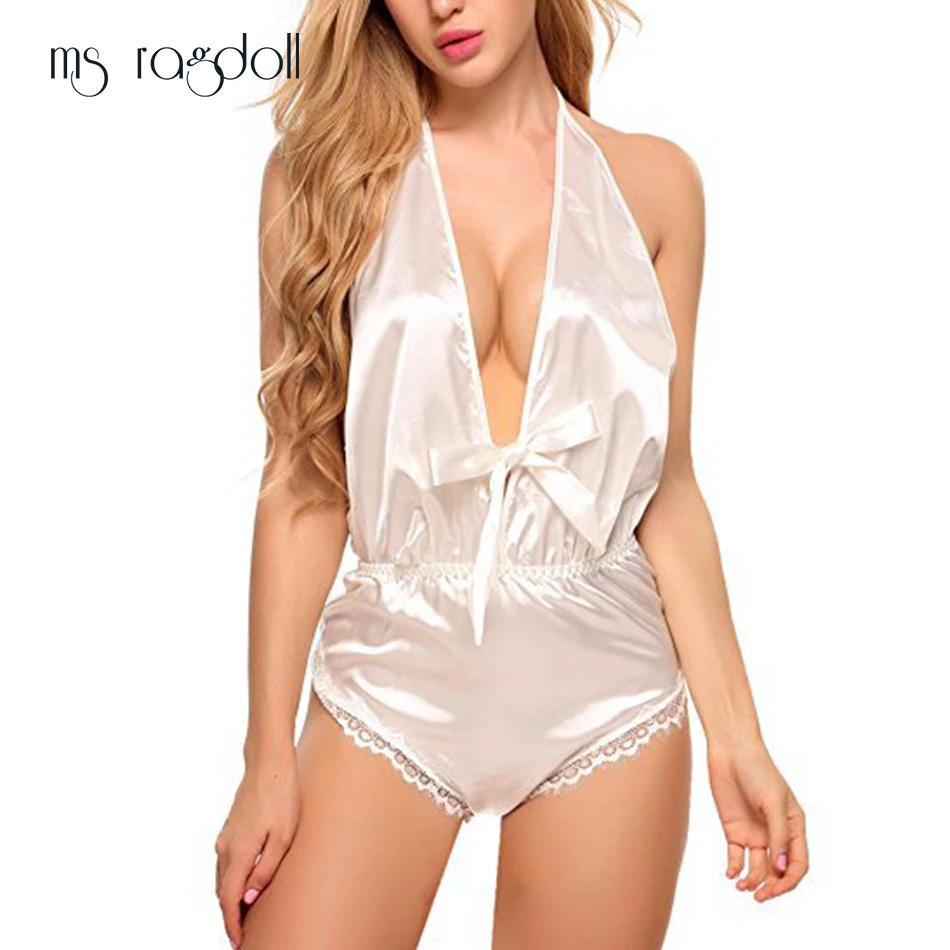 Соблазнительное нижнее белье Ms Ragdoll атласное кружевное черное кимоно интимная