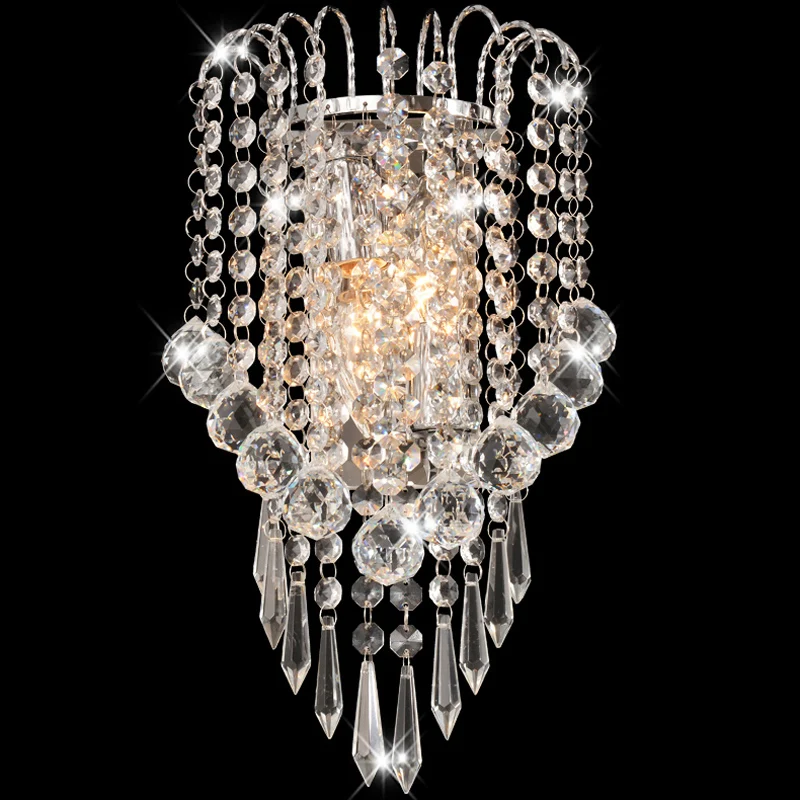 Хрустальные Настенные светильники для спальни роскошные современные зеркальные