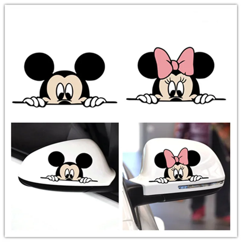 Забавная Автомобильная наклейка с милым Микки и Минни подглядывающая Обложка