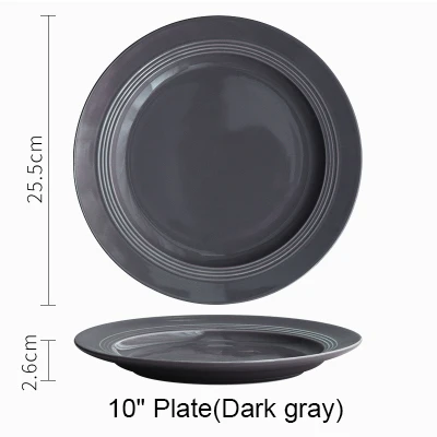 dark 10 flat plate Европейская керамическая круглая тарелка для супа, простая итальянская тарелка для макаронных изделий, поднос для соломенной шляпы, тарелка для стейка, западные блюда - Цвет: dark 10 flat plate