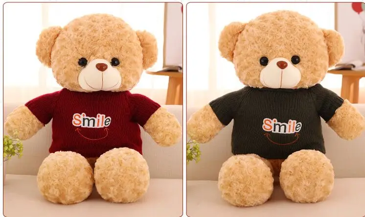 

new style stuffed plush toy about 60cm smile sweater cloth light brown teddy bear soft doll throw pillow Christmas gift s2443